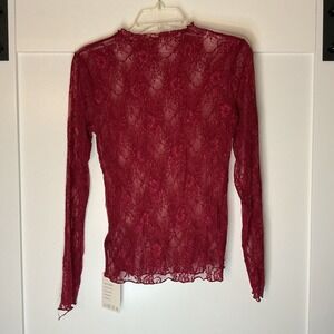 KTILG Long Sleeve Sexy Lace Mesh Sheer Y2k Top Blouse Size M Whimsigoth‎ Vamp